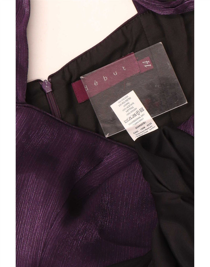 Debut Dame Maxi Halter Dress UK 14 Medium Purple Viscose