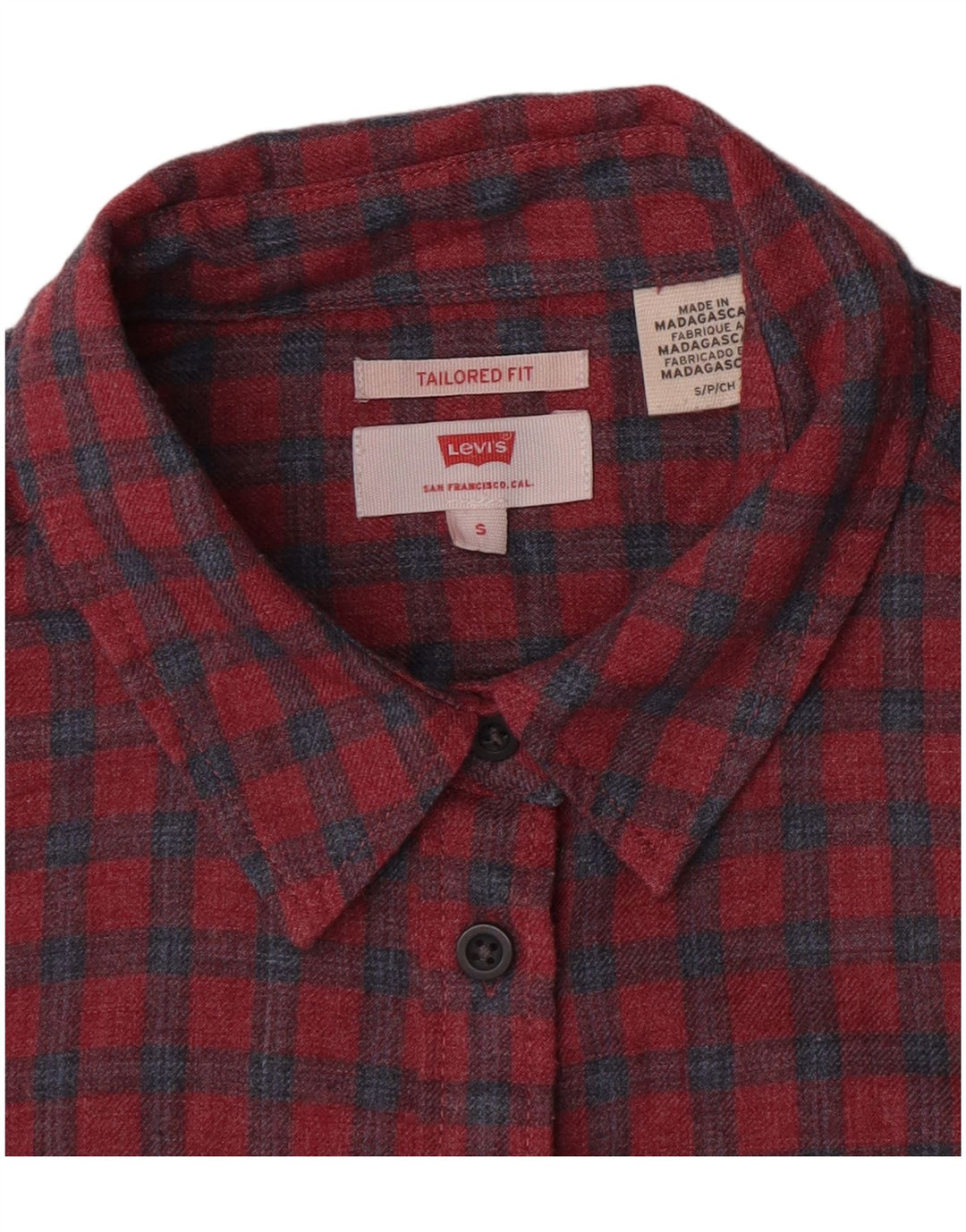 Levi's Dame Skræddersyet Flannel skjorte UK 10 Lille rød ternet