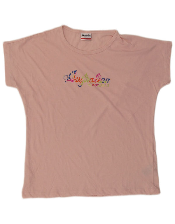 AUSTRALIAN L'ALPINA Grafisk T-shirt top til kvinder UK 18 XL Pink Bomuld