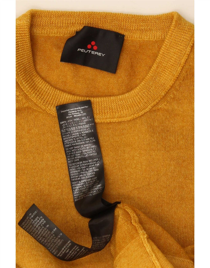 PEUTEREY Womens Crew Neck Jumper Sweater UK 16 Large Yellow Wool