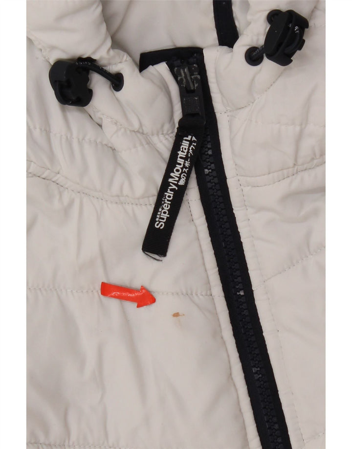 Superdry Polstret hættejakke til kvinder UK 8 Lille hvid farveblok