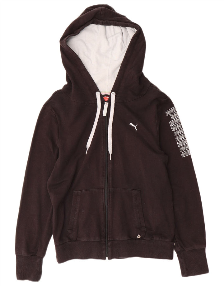 PUMA Grafisk hættetrøje til kvinder med lynlås UK 14 Medium Sort bomuld