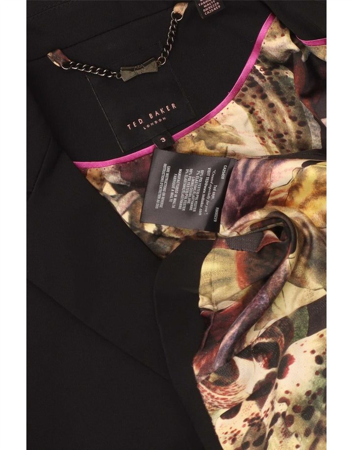 Ted Baker Dame 1 Knap Blazer Jakke Størrelse 3 Medium Sort Polyester