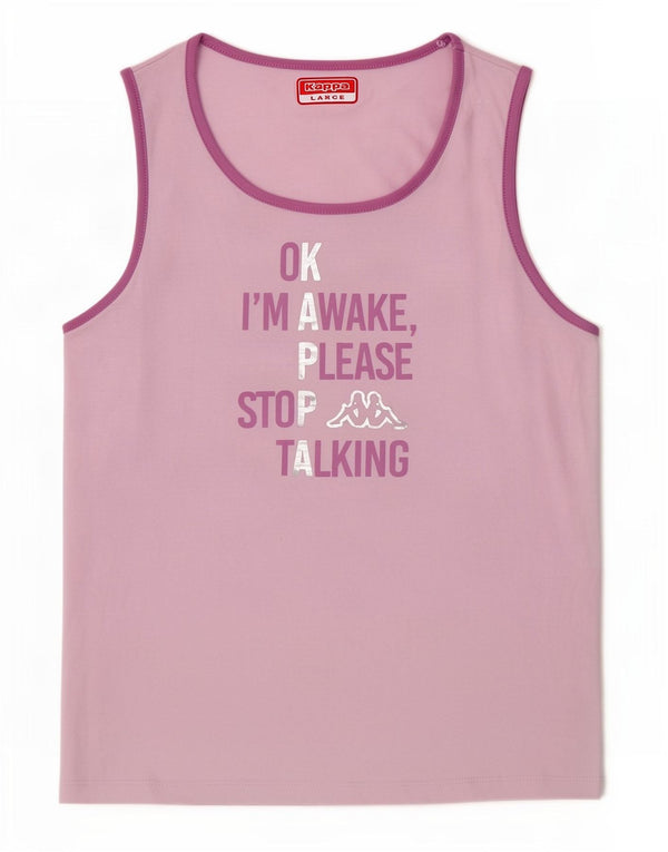 Kappa Kvinder Grafisk Vest Top UK 16 Large Pink Bomuld