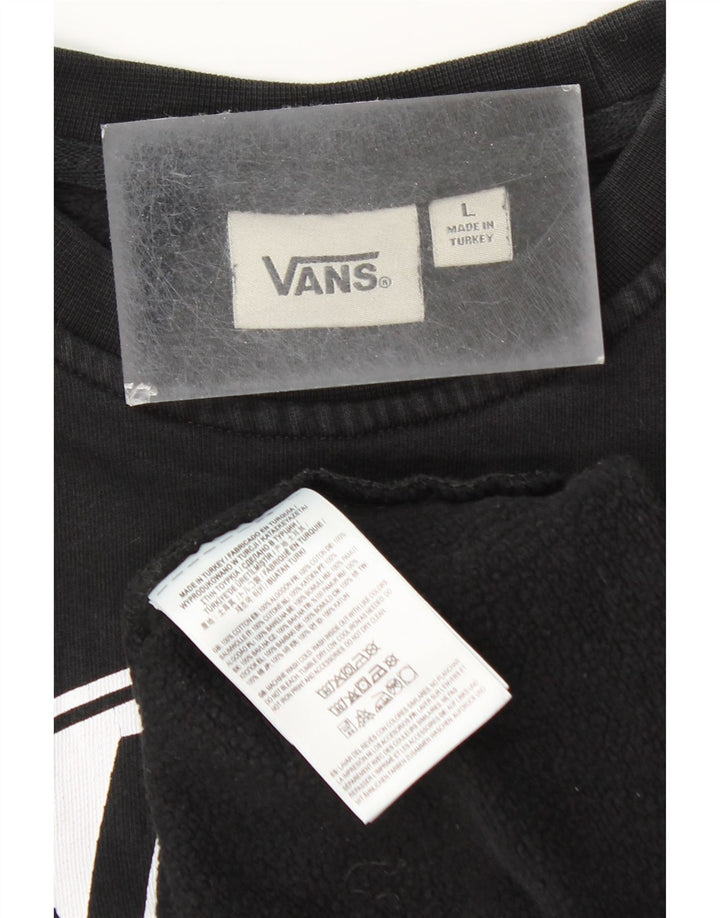 VANS Dame Grafisk Sweatshirt Jumper UK 14 Stor sort bomuld
