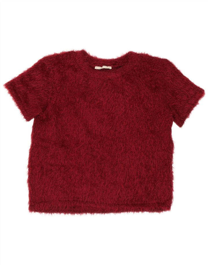Zara Dame Trafaluc Crop T-Shirt Top UK 12 Medium Rød Polyester