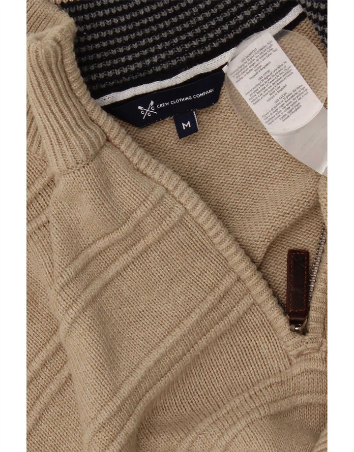 Besætningstøj Herre Regular Fit Zip Neck Jumper Sweater Medium Beige Bomuld