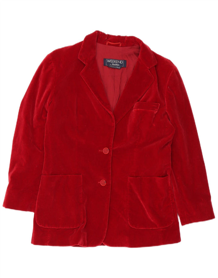 Max Mara Womens Weekend 2 Button Velvet Blazer Jacket UK 14 Medium Red