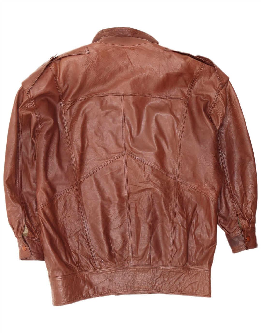 Vintage dame militær læderjakke UK 18 XL Brun
