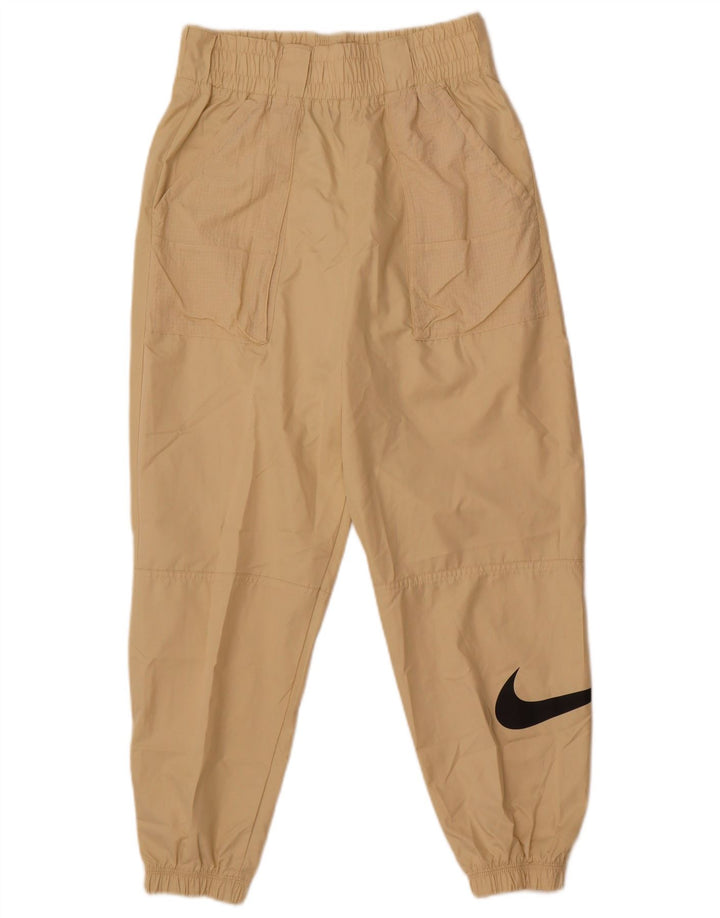 Nike Dame Grafiske Joggers Vandtætte Bukser UK 10 Small Beige Nylon