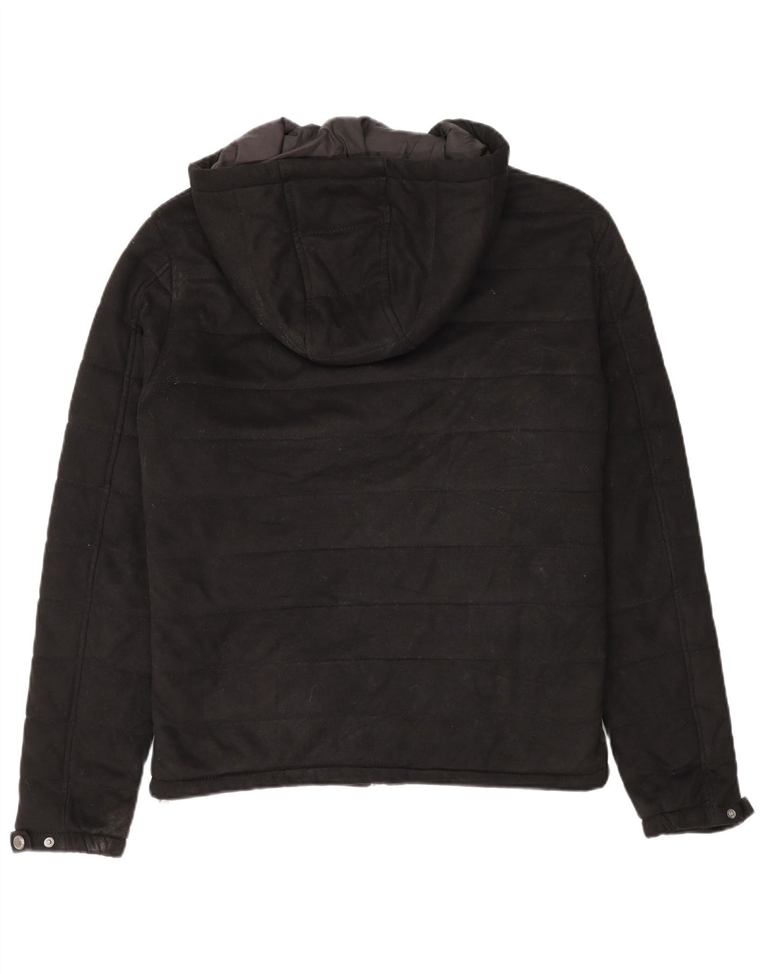 Zara Herre hættepolstret jakke UK 38 Medium Sort Polyester
