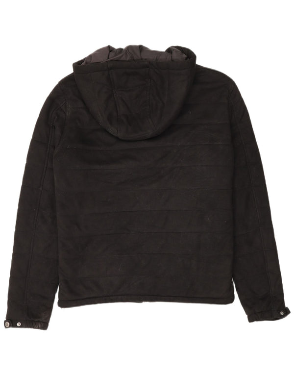 Zara Herre hættepolstret jakke UK 38 Medium Sort Polyester