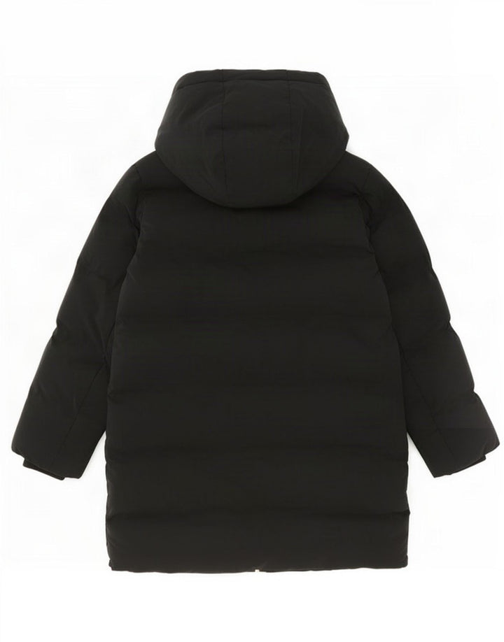 Zara Dame Hætte Polstret Frakke UK 14 Medium Sort Polyester