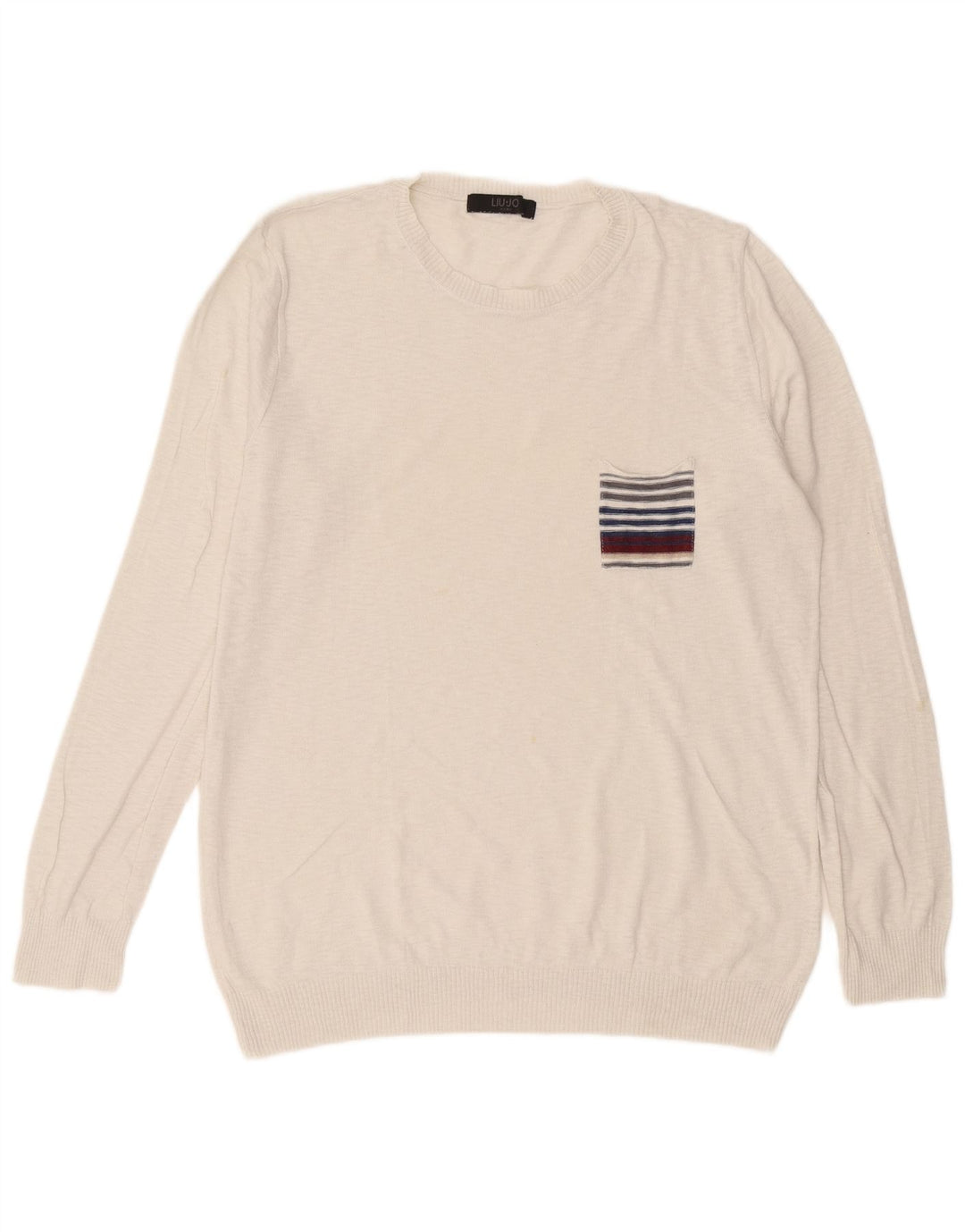 Liu Jo Herre sweater med rund hals, stor hvid