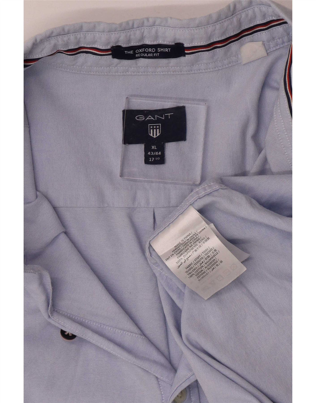 Gant Herre Regular Fit Skjorte Størrelse 17 1/2 XL Blå Bomuld