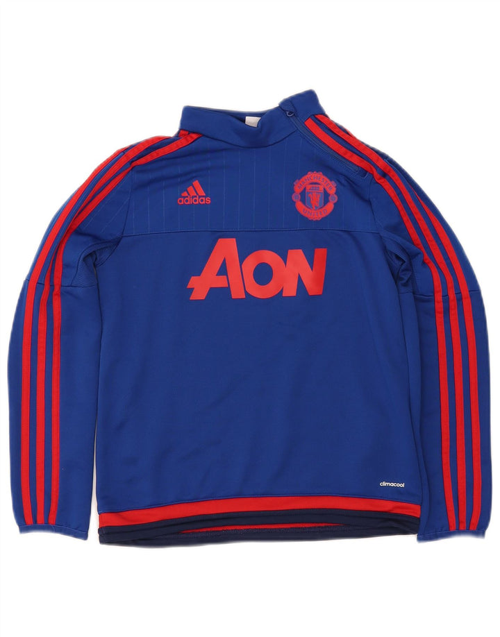 ADIDAS Boys Climacool Grafisk Pullover Træningsdragt Top 9-10 år Blå