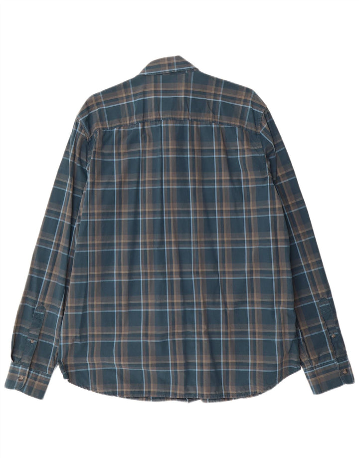 Timberland Herre Slim Fit skjorte XL blå ternet bomuld
