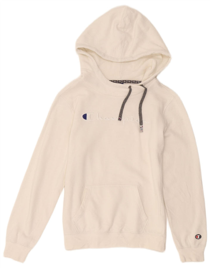 Champion Dame Grafisk Hoodie Jumper UK 12 Medium White