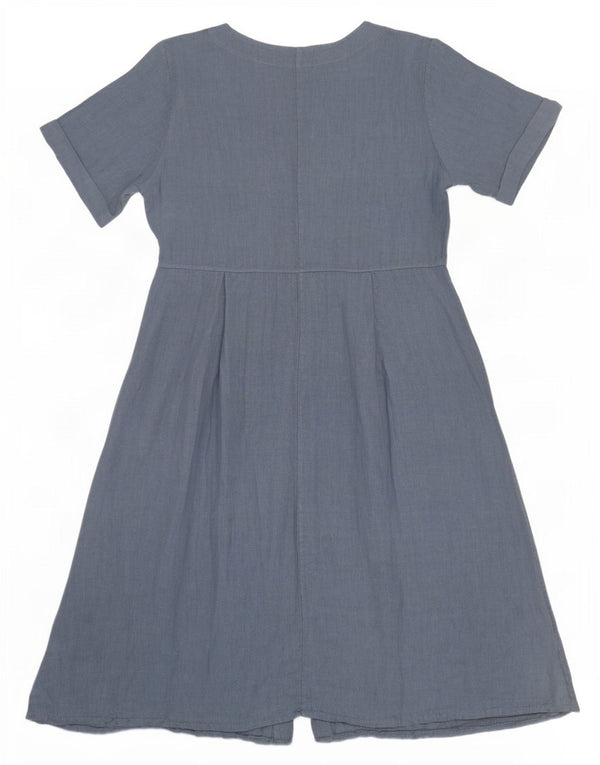 WoolOvers Dame A-Line Kjole UK 14 Large Blue Linen