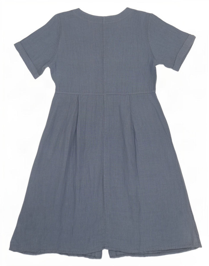 WoolOvers Dame A-Line Kjole UK 14 Large Blue Linen