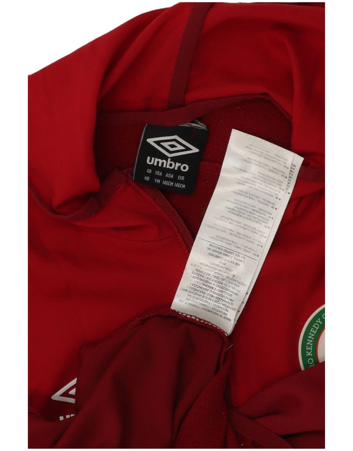 Umbro Boys Graphic Zip Hoodie Sweater 9-10 Years Medium Red Colourblock