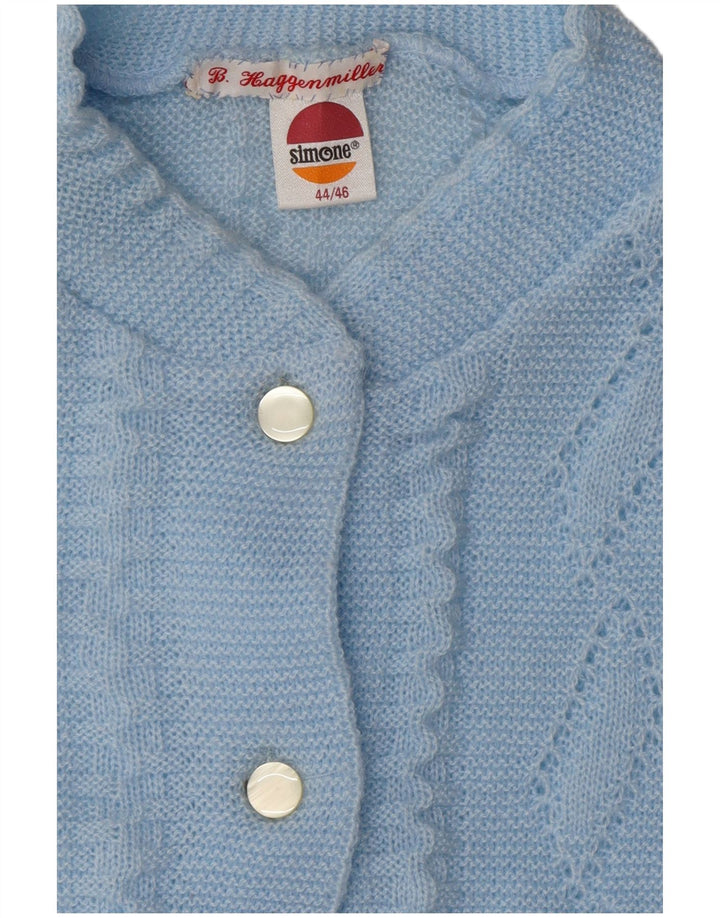 SIMONE Womens Crop Cardigan Sweater IT 44/46 Medium Blue Acrylic