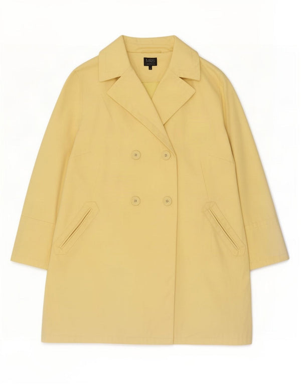 Marks & Spencer Dame Dobbeltradet Frakke UK 18 XL Gul Bomuld