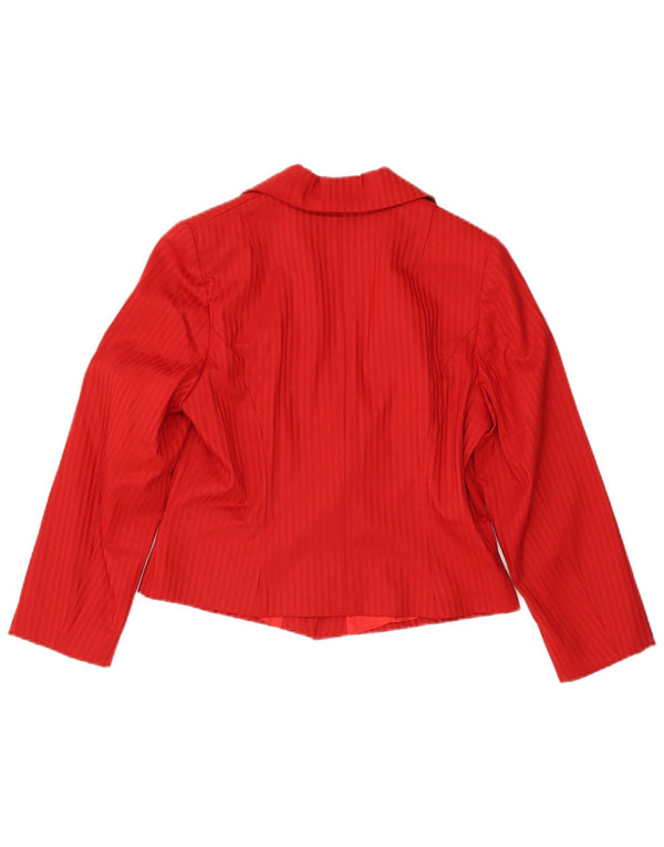 Vintage Dame Crop 1 Knap Blazer Jacket UK 14 Medium Rød Nålestribe