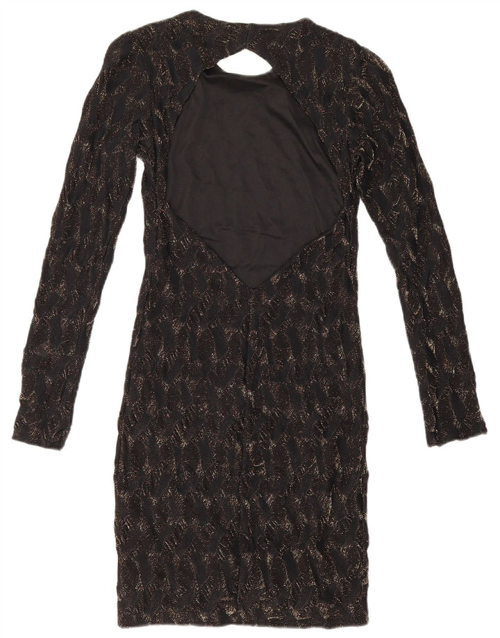 Zara Dame Langærmet Skede Kjole UK 8 Small Black Flecked Polyester