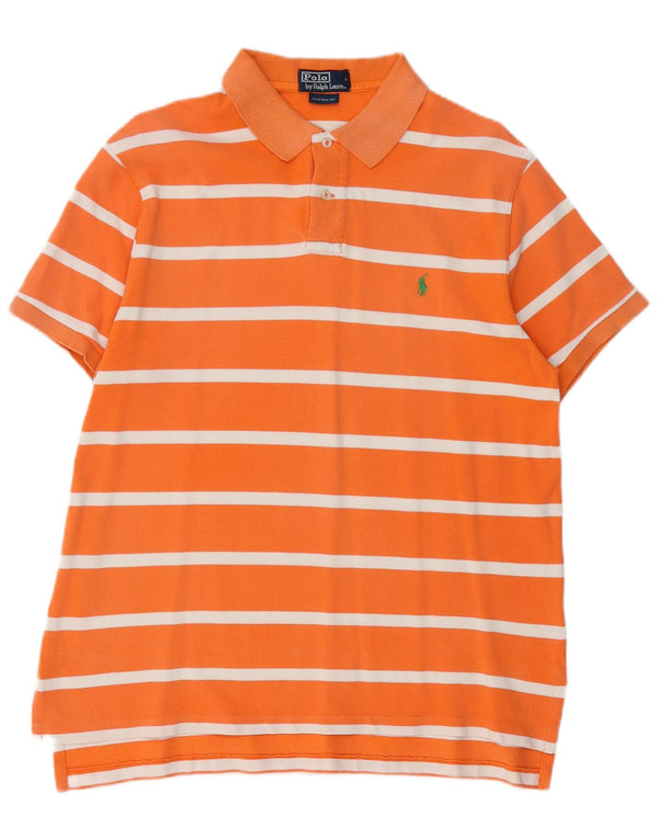 POLO RALPH LAUREN Herre poloshirt XL Orange stribet bomuld