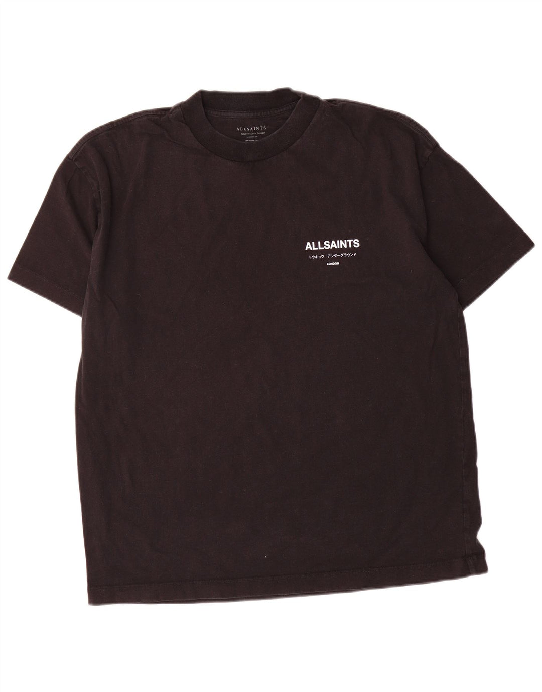 All Saints Herre Oversized grafisk T-shirt Top Lille sort bomuld
