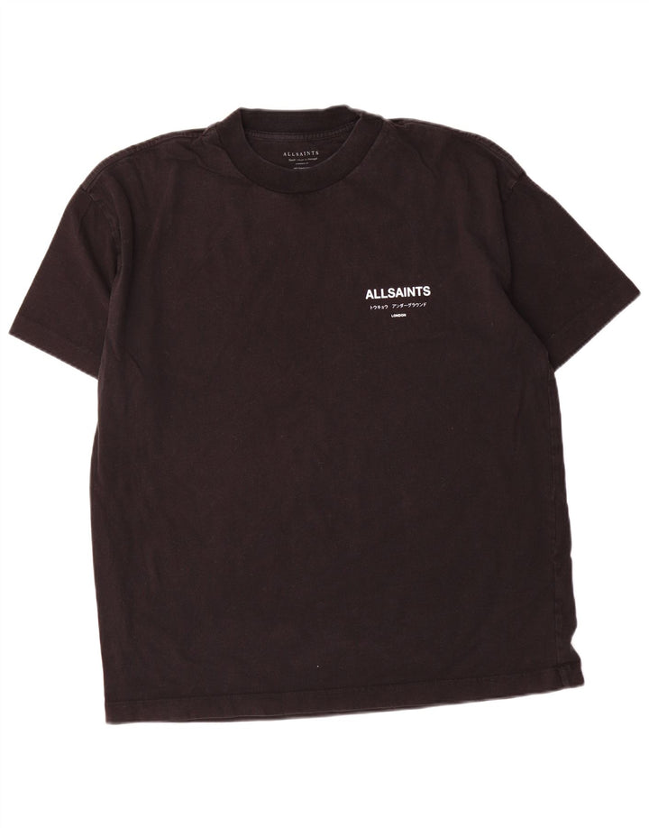 All Saints Herre Oversized grafisk T-shirt Top Lille sort bomuld