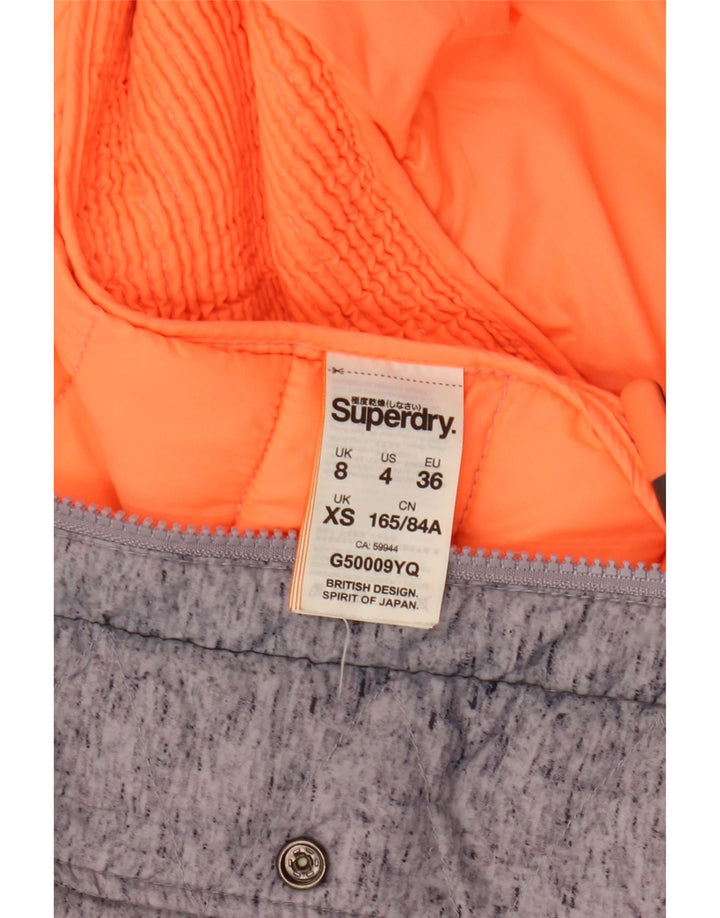 Superdry Polstret hættejakke til kvinder UK 8 XS Grå Colourblock Polyester