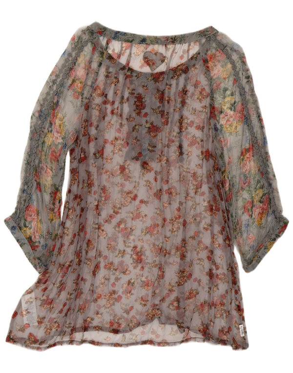 Vintage Dame se Gennem Tunika Top UK 16 Large Multicolored Floral