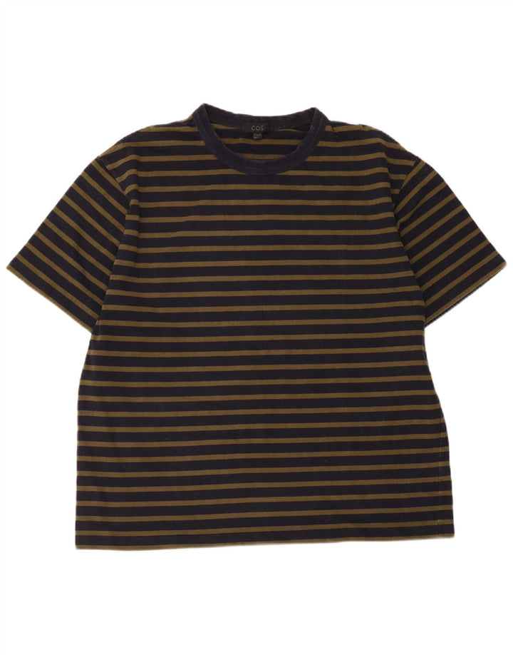 Cos Herre Regular T-Shirt Top Stor marineblå stribet bomuld