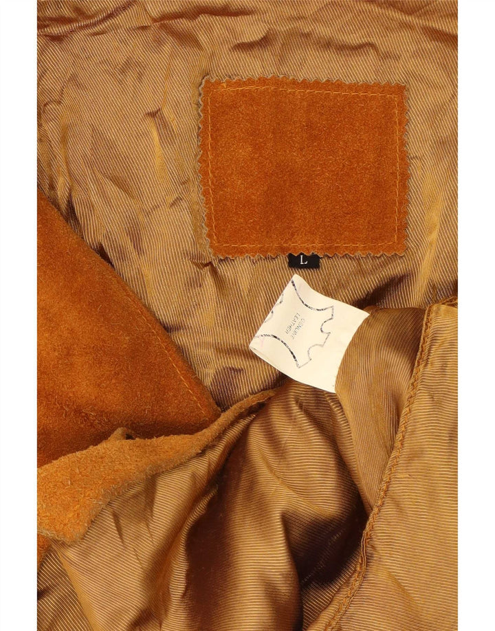 Vintage herre ruskind vest stort brunt læder
