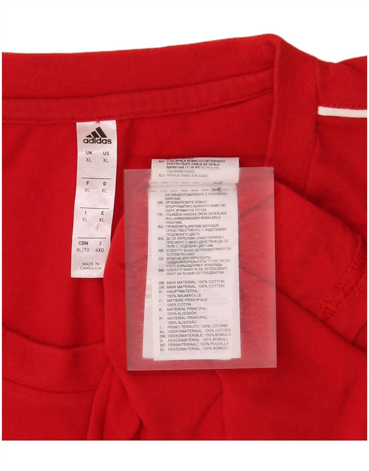 Adidas Herre T-Shirt Top XL Rød Bomuld