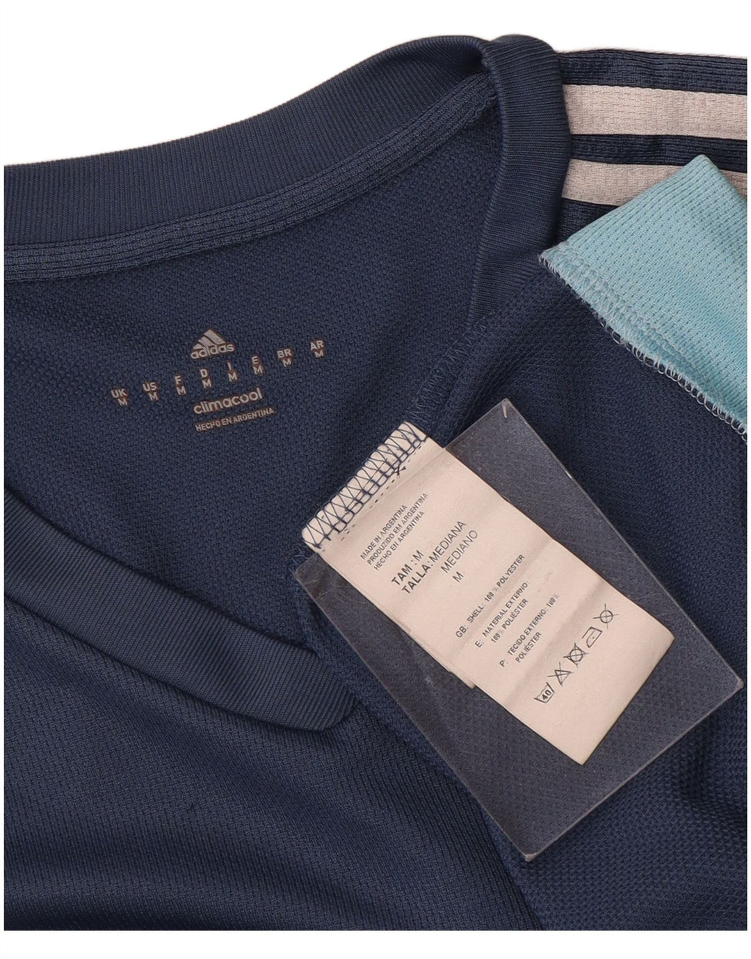Adidas Herre Climalite T-Shirt Top Medium Marineblå Colourblock Polyester