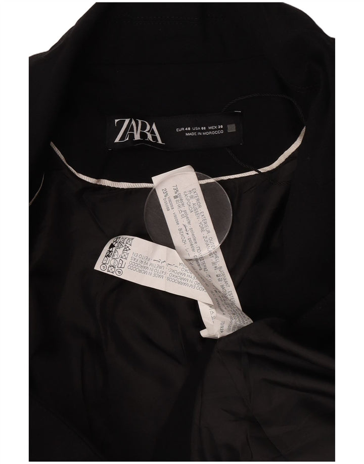 Zara Dame 1-knaps blazerjakke EU 40 Medium Sort Polyester
