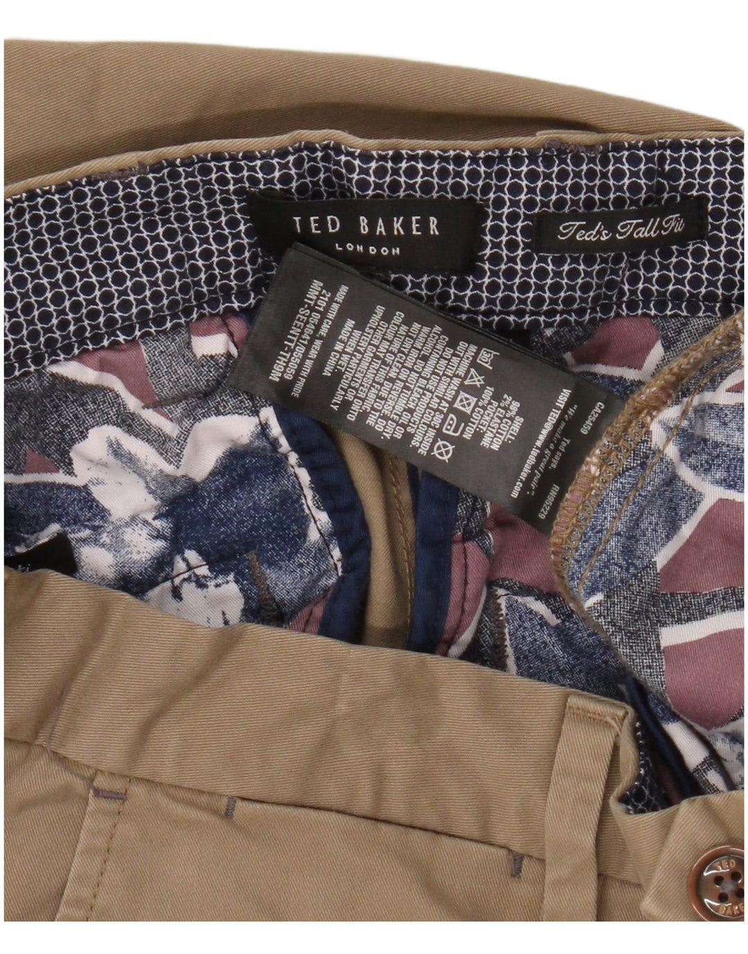 Ted Baker Straight Chino Bukser til mænd W36 L36 Beige Bomuld