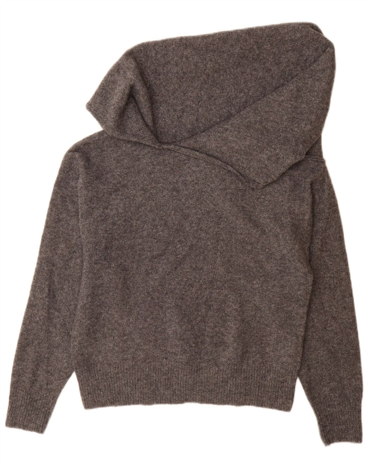 Zara Dame Oversized Shawl Neck Jumper Sweater UK 10 Small Grey Polyester