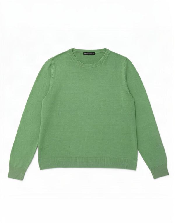 Marks & Spencer Dame sweater med rund hals DK 22 3XL Grøn Akryl