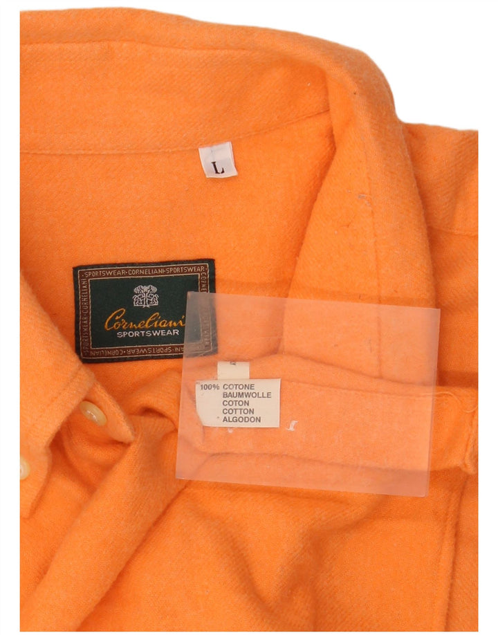 CORNELIANI Herre Flanellskjorte Stor Orange Bomuld