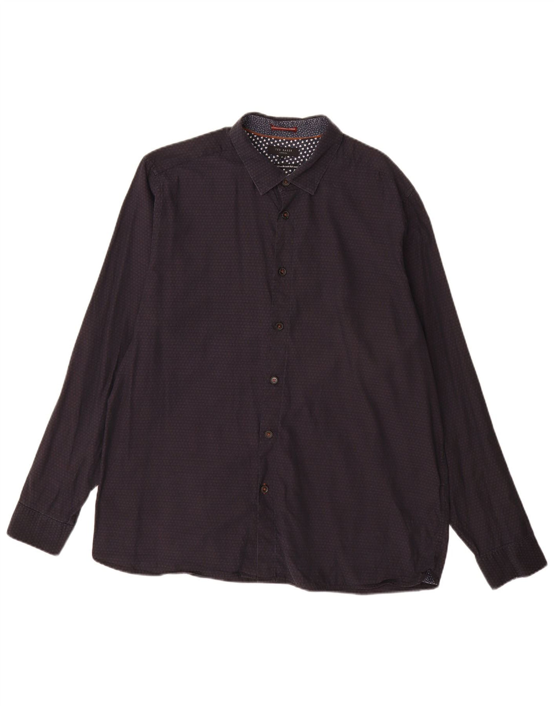 Ted Baker Herre abstrakt mønster skjorte størrelse 6 XL Marineblå plettet bomuld