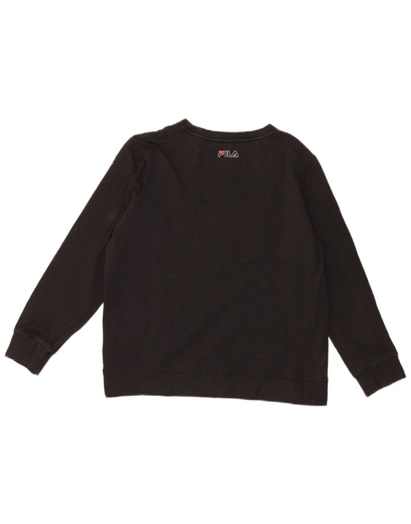 Fila Dame Grafisk Sweatshirt Jumper UK 14 Stor sort bomuld
