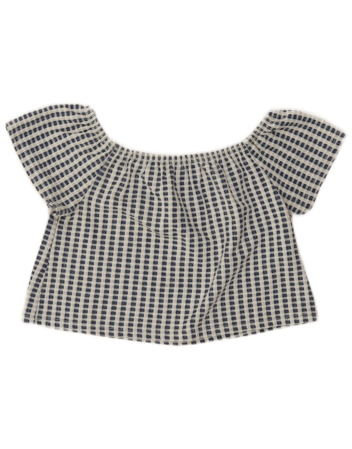 Zara Dame Trafaluc Crop Top UK 10 Lille blå ternet polyester