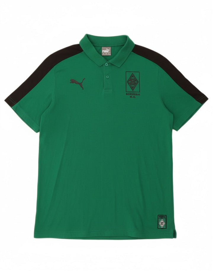 PUMA Mens Graphic Polo Shirt Medium Green Colourblock