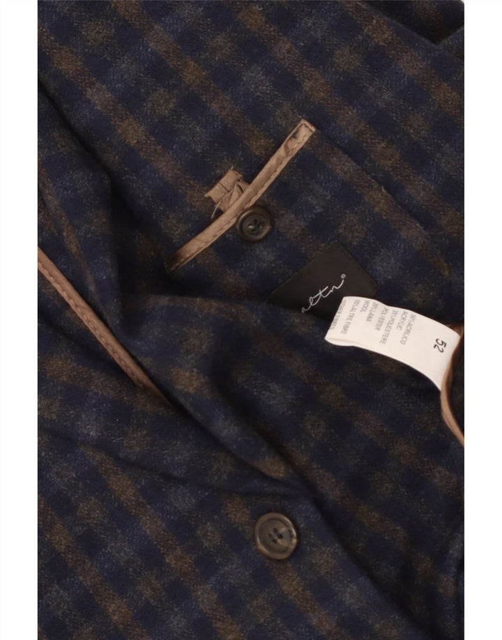 Vintage Herre 2-knaps blazerjakke EU 52 XL Marineblå Gingham Akryl