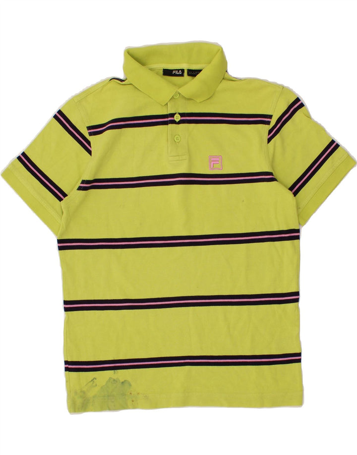 FILA Mens Polo Shirt Small Yellow Striped Vintage Fila and Second-Hand Fila from Messina Hembry 
