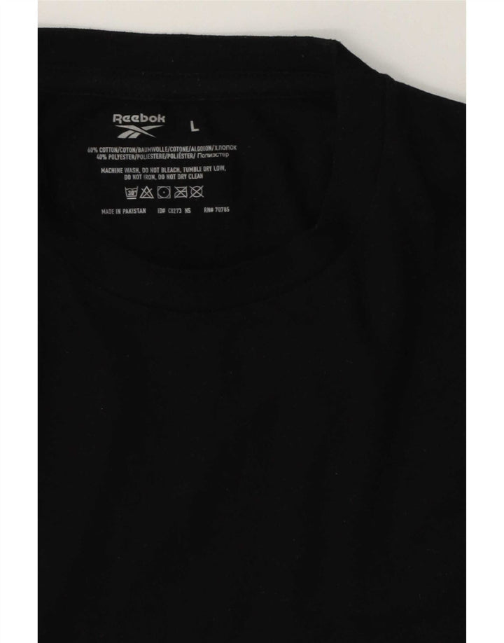 Reebok Herre T-Shirt Top Stor Sort Bomuld